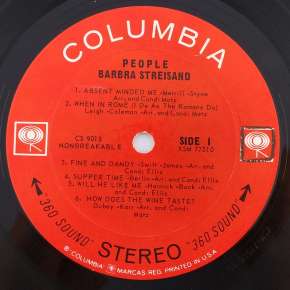 Barbra Streisand, People 1964 Stereo 12" Vinyl LP Record Pitman Pressing CS 9015 - Picture 7 of 12